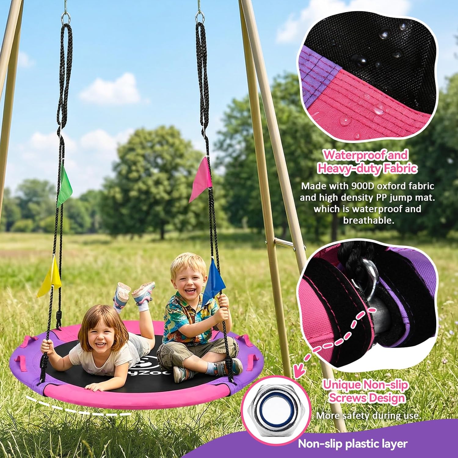 Thumbnail 4 de HeyZoo 43 Inch Tree Swing 900lbs Capacity