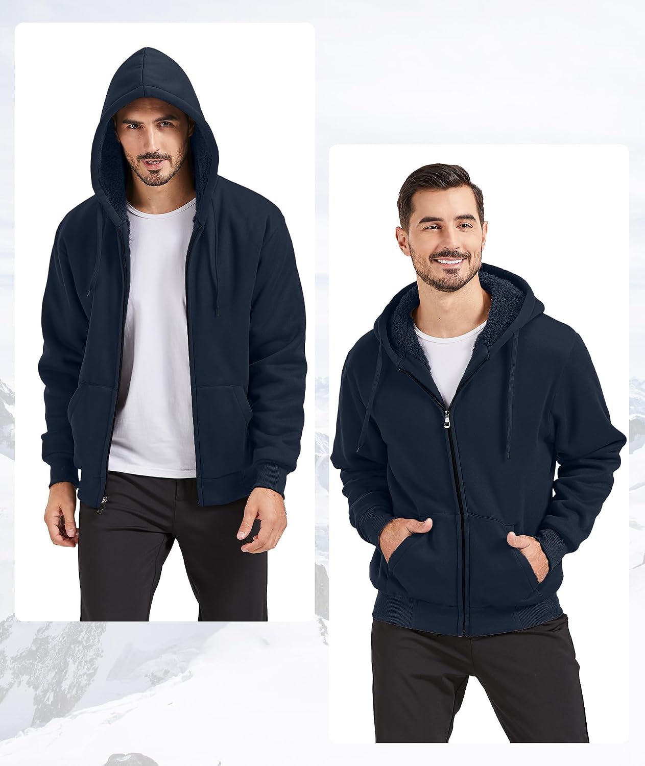 Detalle de GEEK LIGHTING Men's Sherpa-Lined Full-Zip Hoodie