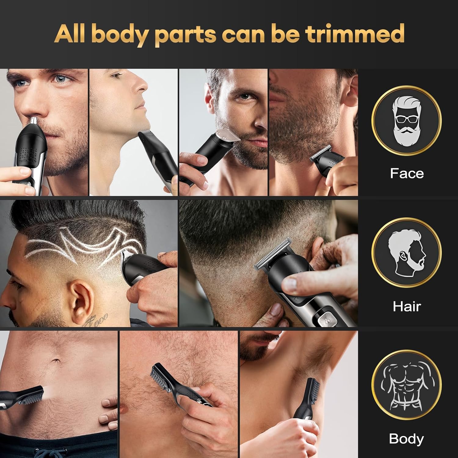 Thumbnail 6 de 6-in-1 Beard Trimmer Men: Cordless Grooming Kit for Face, Nose, Body and More