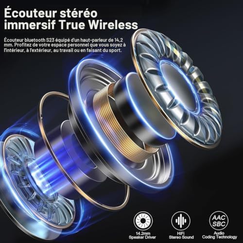 Detalle de Drsaec Écouteurs Bluetooth sans Fil — Bluetooth 5.3, IP7, 40 h, réduction ENC à 4 micros, USB-C
