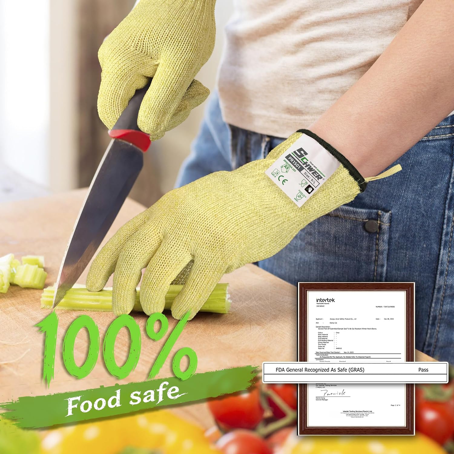 Detalle 1 de Schwer SlicePro PR1501 Cut-Resistant Food-Grade Gloves, ANSI A9, Medium