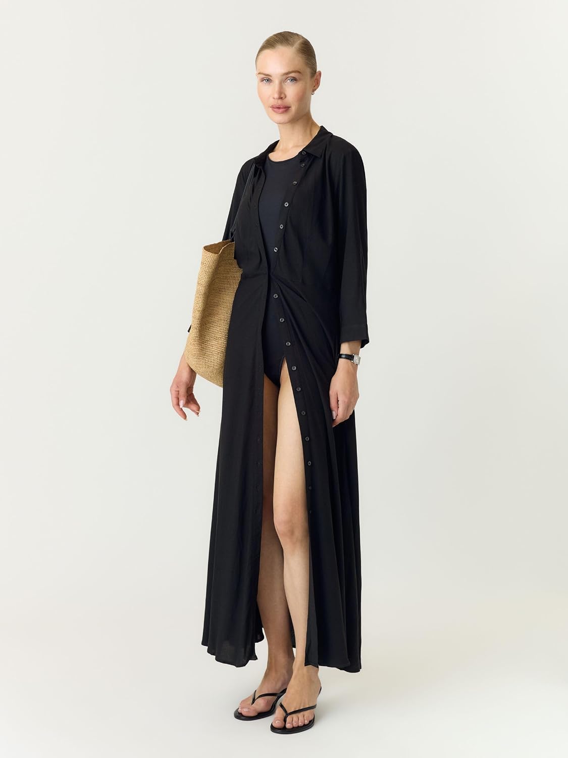 Detalle de YAS Female Kleid YASSAVANNA mit Kent-Kragen und Frontknopfleiste