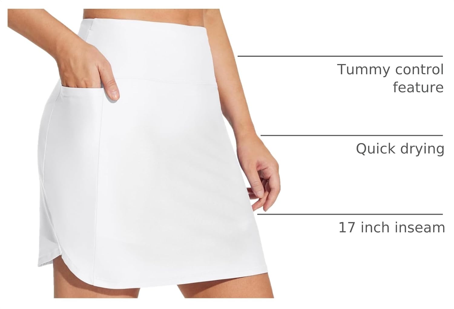 Detalle 2 de baleaf Women's 17" High-Waisted Swim Skirt Tummy Control