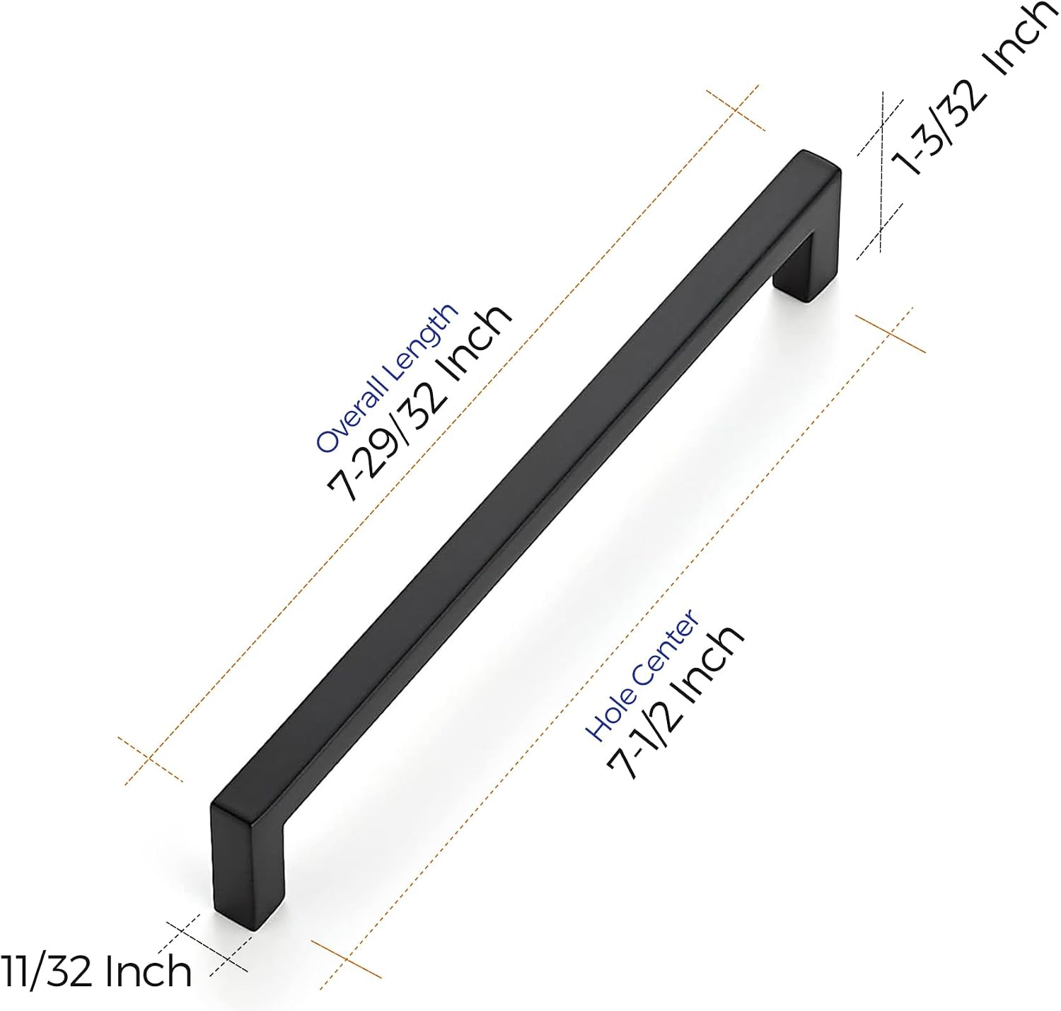 Detalle de Ravinte 7-1/2-Inch Matte Black Cabinet Pulls, Zinc Alloy, 10-Pack