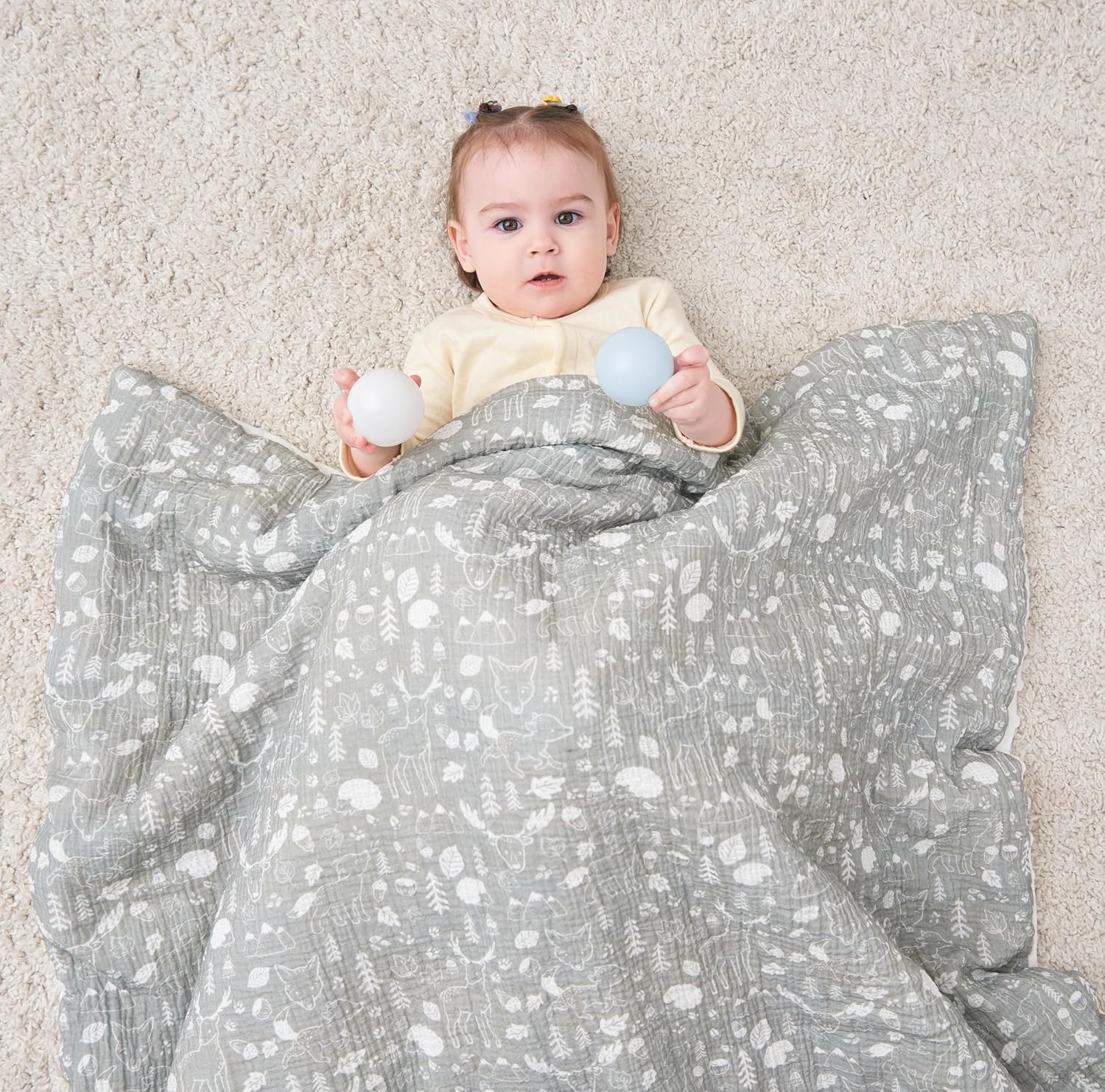 Thumbnail 5 de Couverture bébé/enfant en minky et mousseline Oeko-Tex 75x100 – couverture de sieste et plaid pour lit bébé