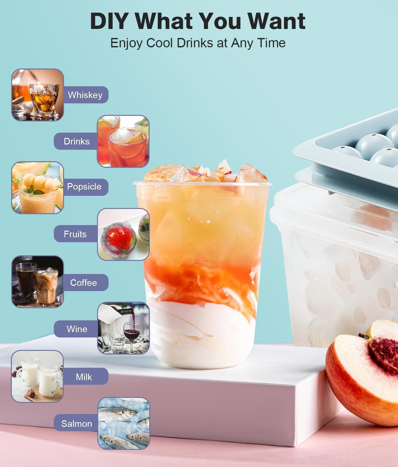 Thumbnail 6 de Ice Cube Tray with Lid and Bin – Round Ice Cubes 62
