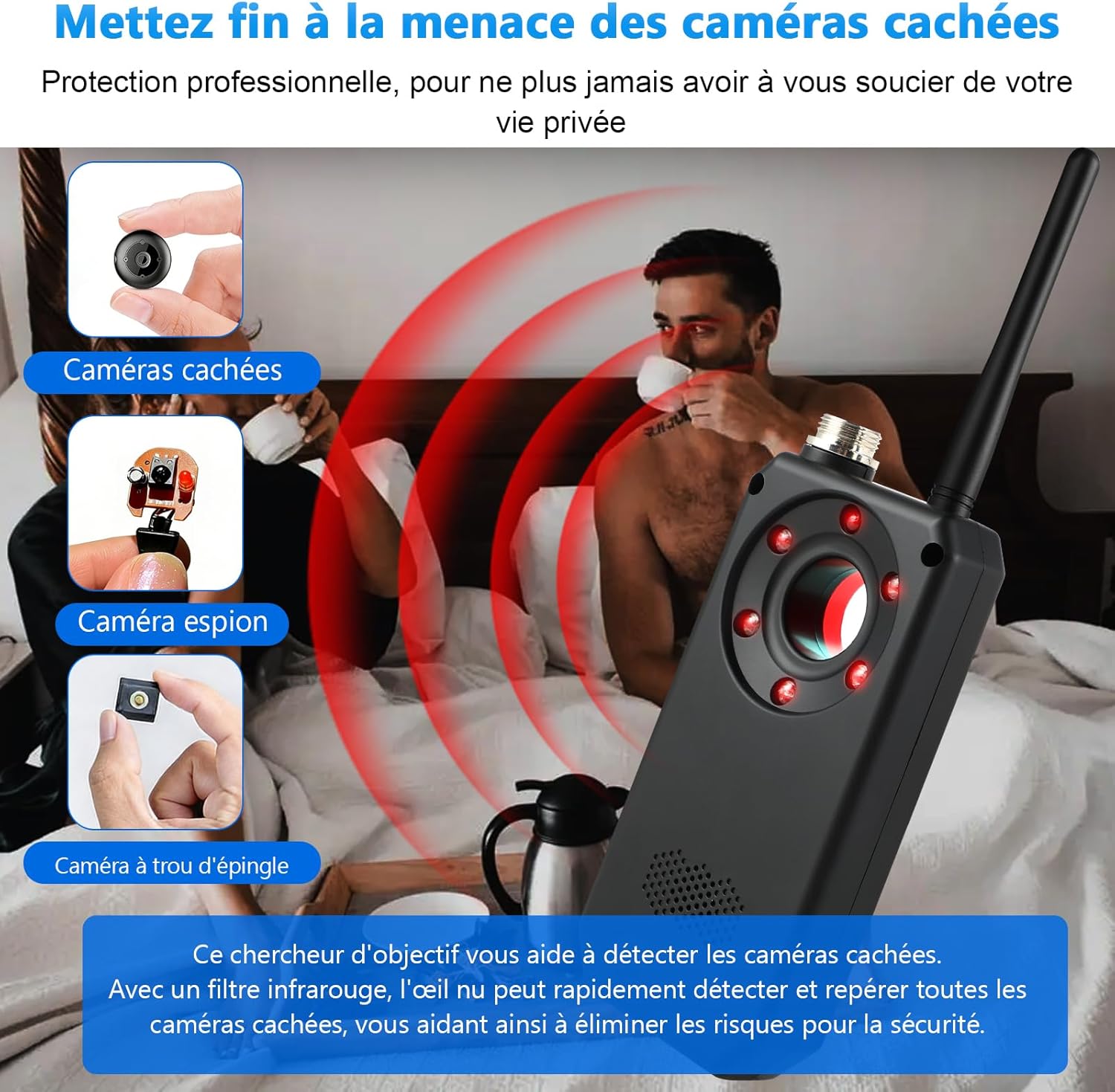 Thumbnail 4 de Diseleri Détecteur de Micros GPS et Caméra Cachée 4-en-1 — Protection discrète pour maison, bureau et voyage