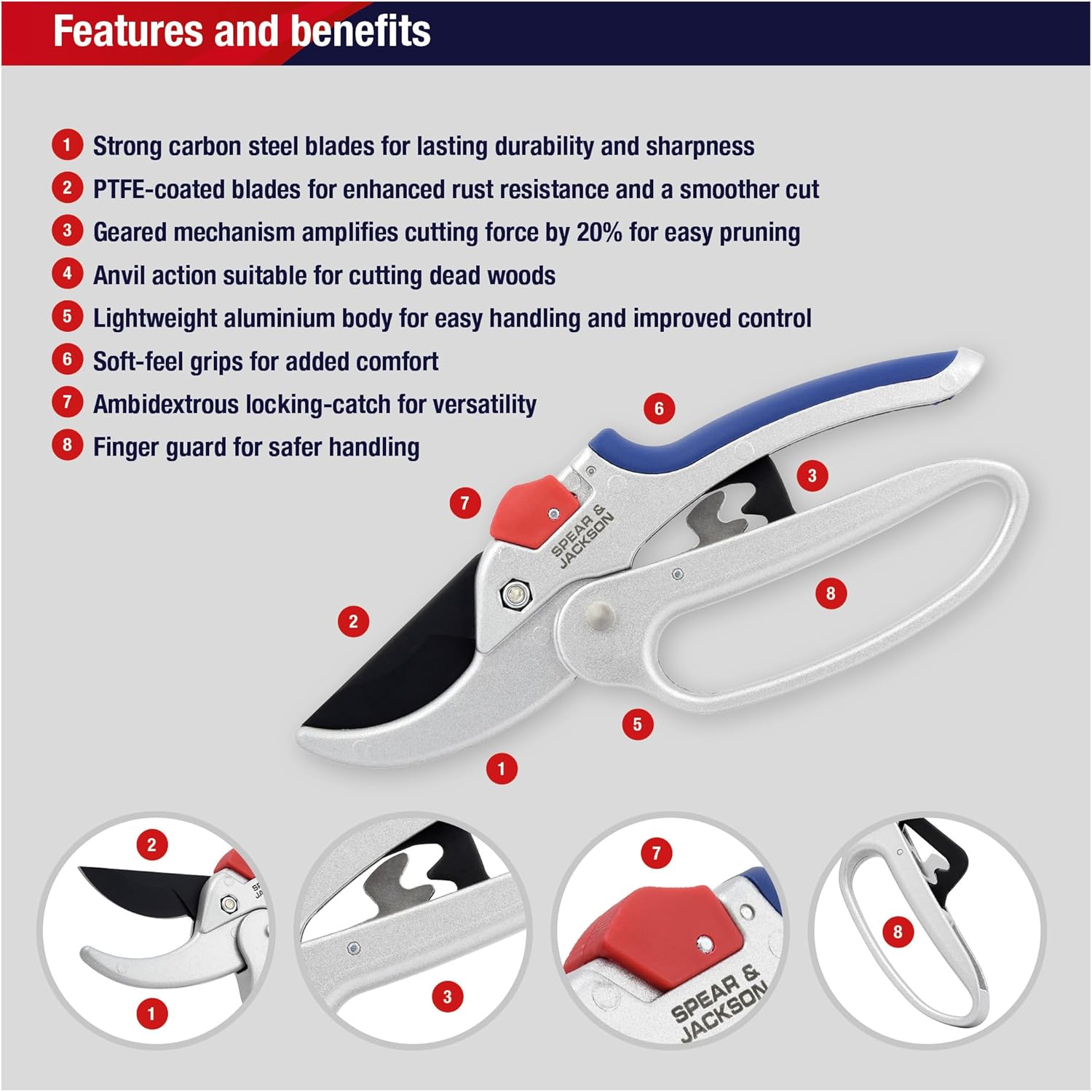 Thumbnail 1 de Spear & Jackson 6758GS Razorsharp Geared Anvil Secateurs