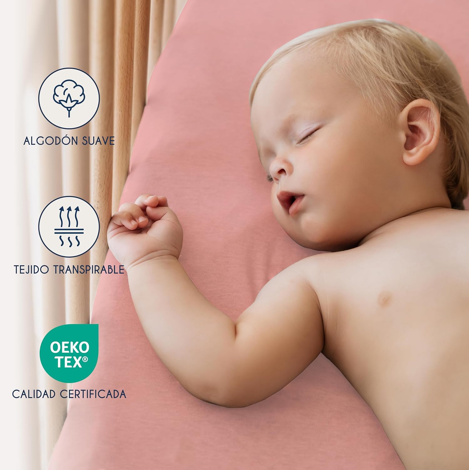 Thumbnail 2 de Sábanas Cuna 70x140 Ajustables - Oeko Tex - Blanco y Rosa