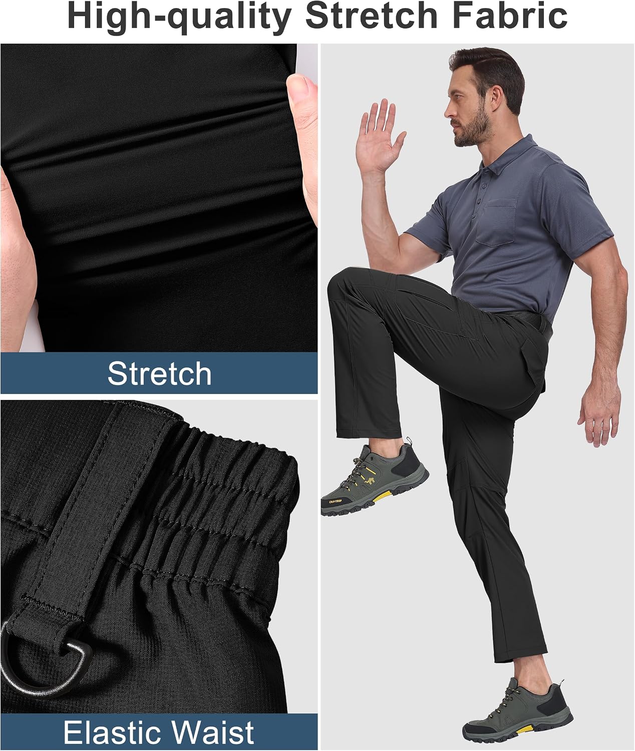 Detalle 2 de Mens Hiking Pants Waterproof Cargo Work Pants: Lightweight Nylon, 6 Pockets
