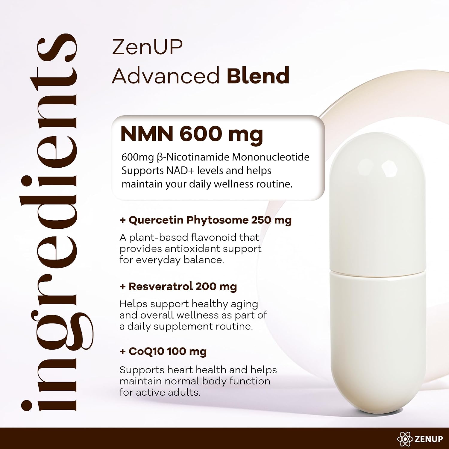 Detalle 2 de ZenUP NMN supplement, 120 veggie capsules