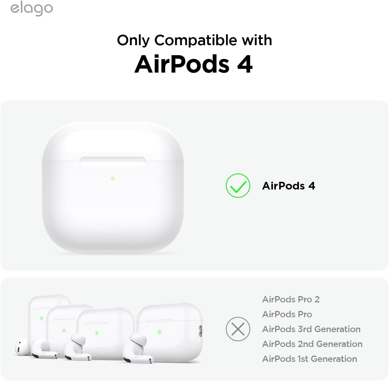 Detalle 2 de elago Coque Cassette pour étui AirPods 4 avec mousqueton – silicone résistante aux chocs, compatible charge sans fil (blanc classique)