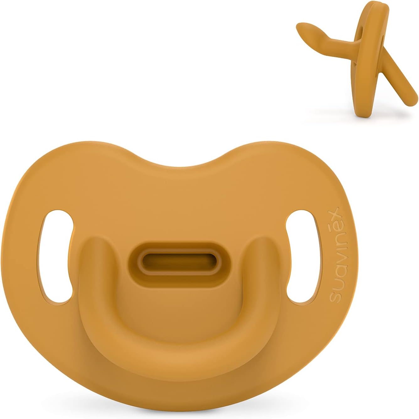 Detalle de Suavinex Ciuccio tutto silicone 0–6 mesi SX Pro, tettarella anatomica per sonni sereni – Colour Essence Senape