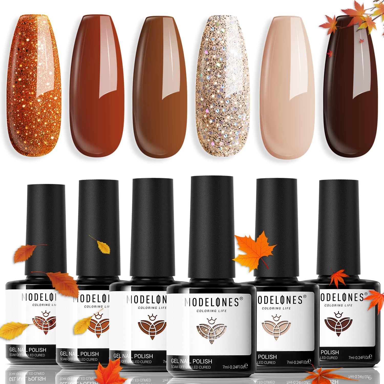 Detalle de Modelones Glitter Gel Nail Polish Set, 6 Colors
