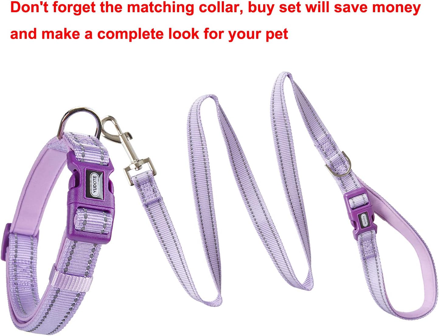 Detalle de YUDOTE Strong Nylon Dog Lead with Reflective Stripe and Padded Handle