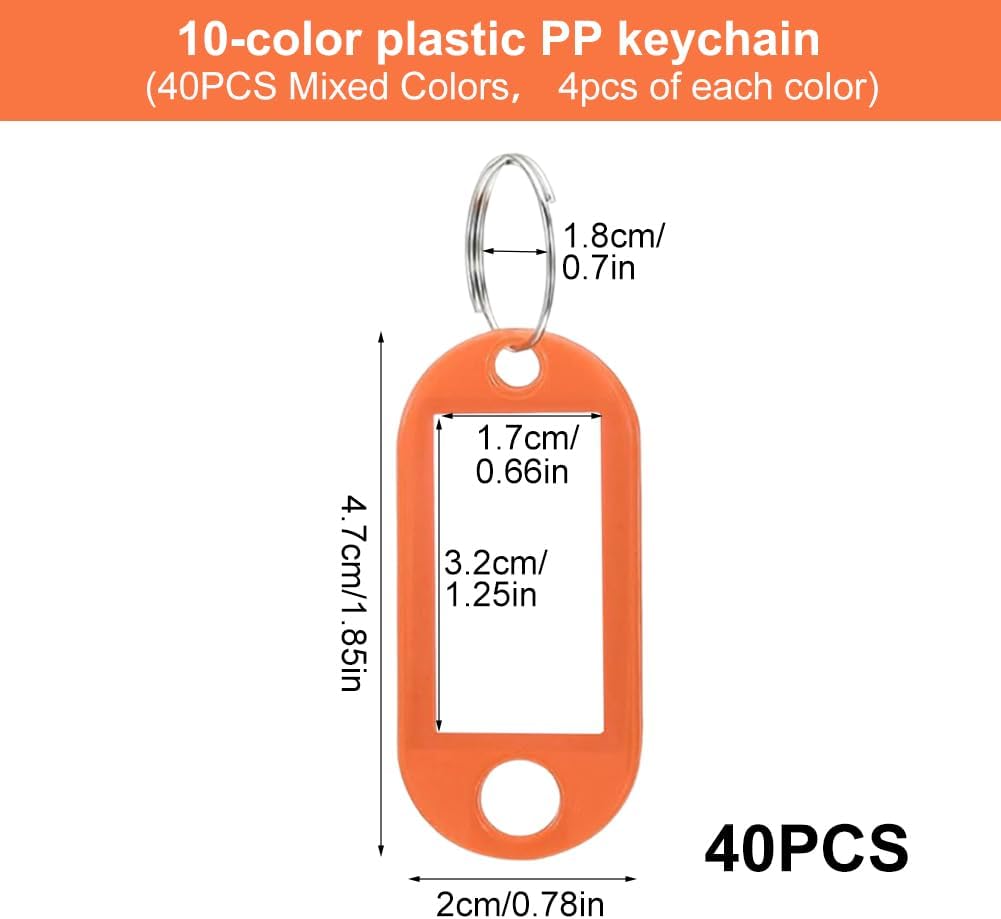 Thumbnail 1 de Munsesi 40Pcs Key Tags with Labels – 10 Colours Plastic Key Fobs for Easy Organisation