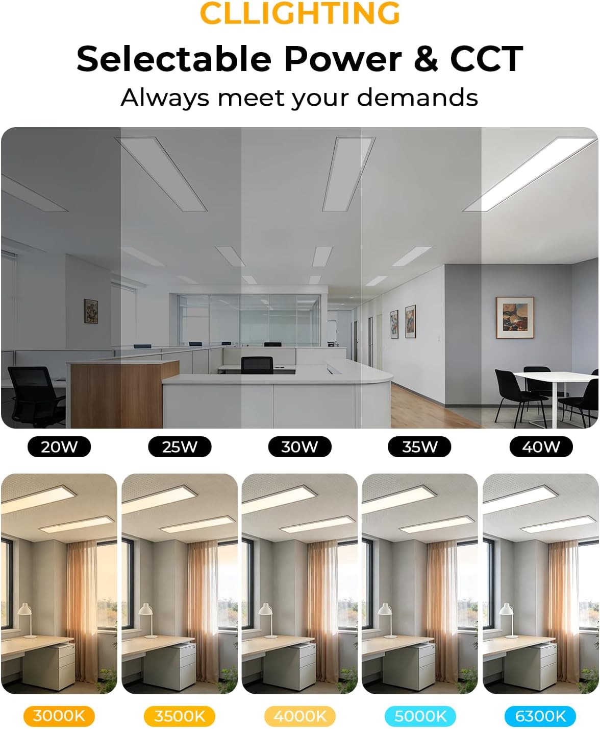 Detalle 1 de CLLIGHTING CL PL 1x4 6PACK LED Flat Panel Lights, 5-CCT, 0-10V Dimmable