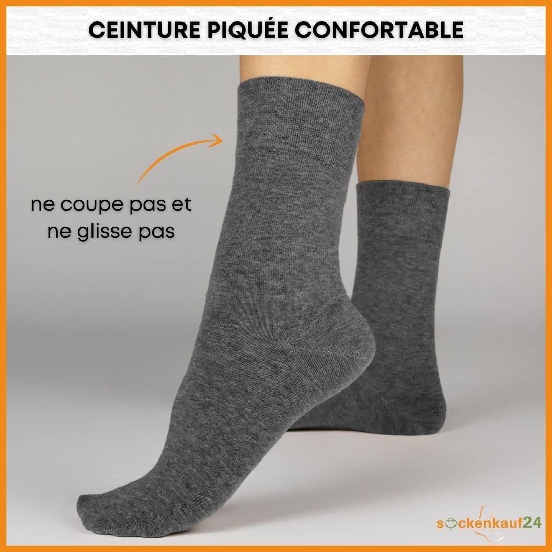 Detalle 2 de 10 Paires Chaussettes Homme Femme Coton Confortable Respirantes