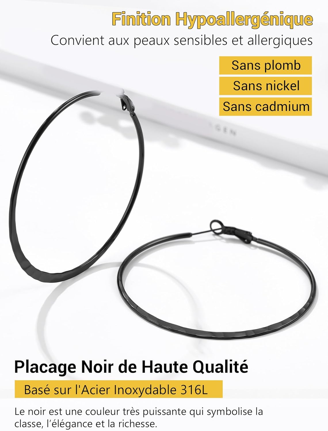 Thumbnail 2 de PROSTEEL Boucles d’oreilles créoles femme en acier inoxydable (30/40/60/80 mm) – anneau plat