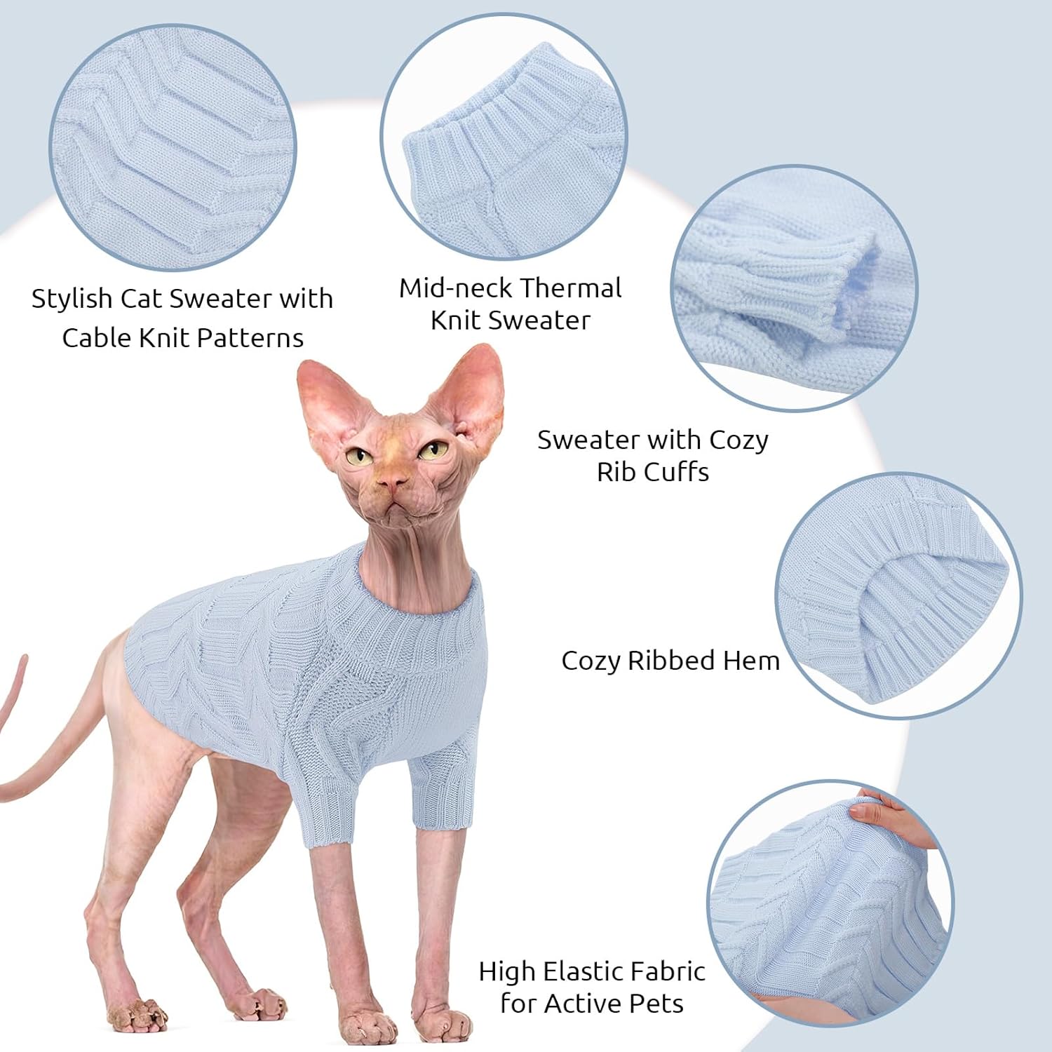 Thumbnail 1 de CITÉTOILE Katzenpullover Wärme für haarlose Katzen