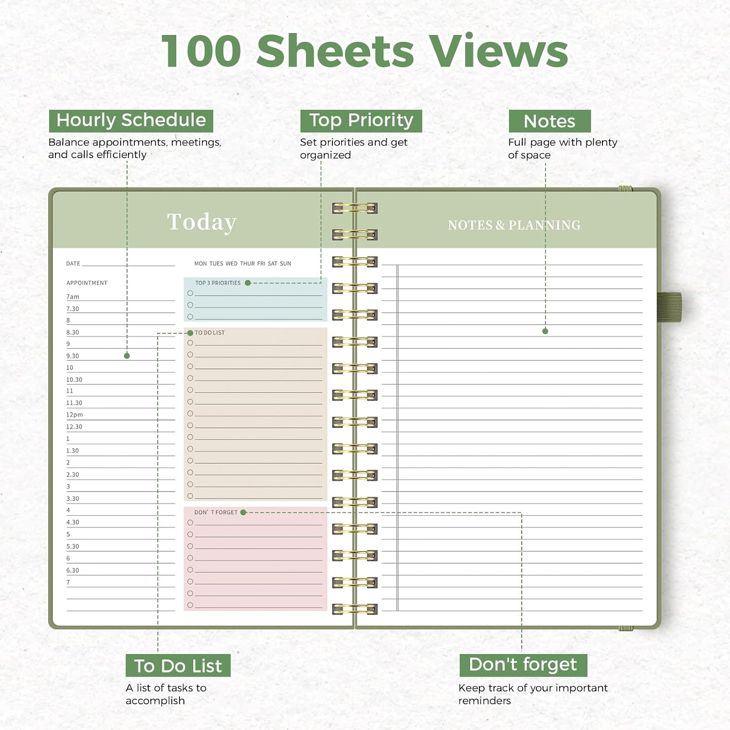 Thumbnail 3 de Umriox Daily Planner Undated A4