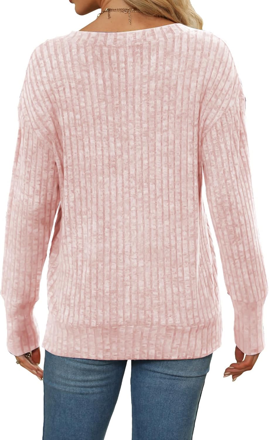 Detalle de Famulily Damen-Pullover mit V-Ausschnitt, Langarmstrick – vielseitig & bequem