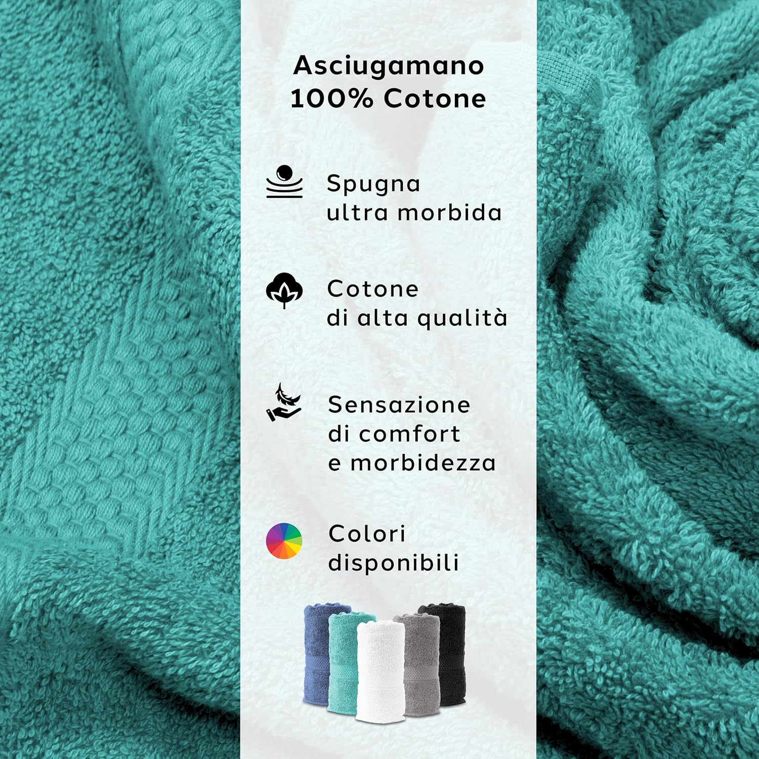 Detalle 2 de Caleffi Set Asciugamani 6 pezzi cotone 100% 55x100/40x60