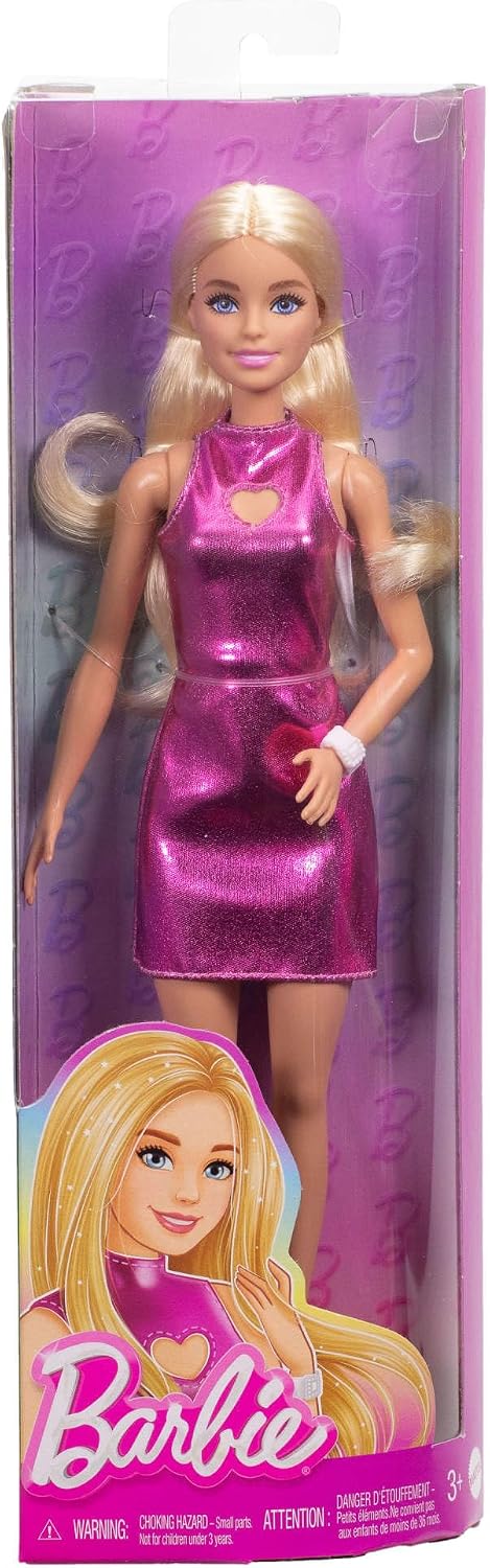 Thumbnail 5 de Barbie Fashionistas Puppe Nr. 230 HYT88 mit blondem Haar im rosa Metallic-Minikleid
