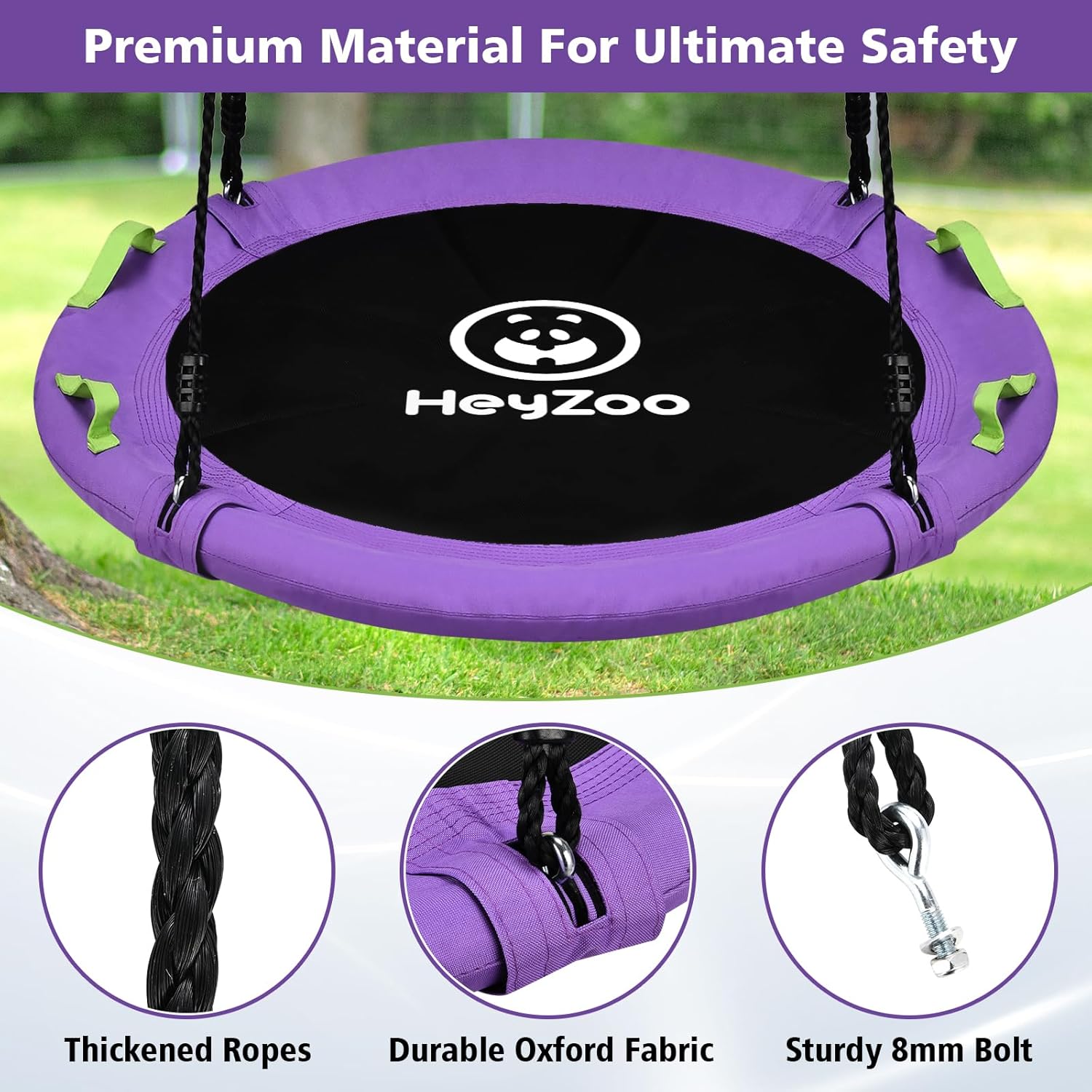 Thumbnail 2 de Heyzoo 48-Inch Tree Swing: Large Saucer Flying Swing for the Whole Family