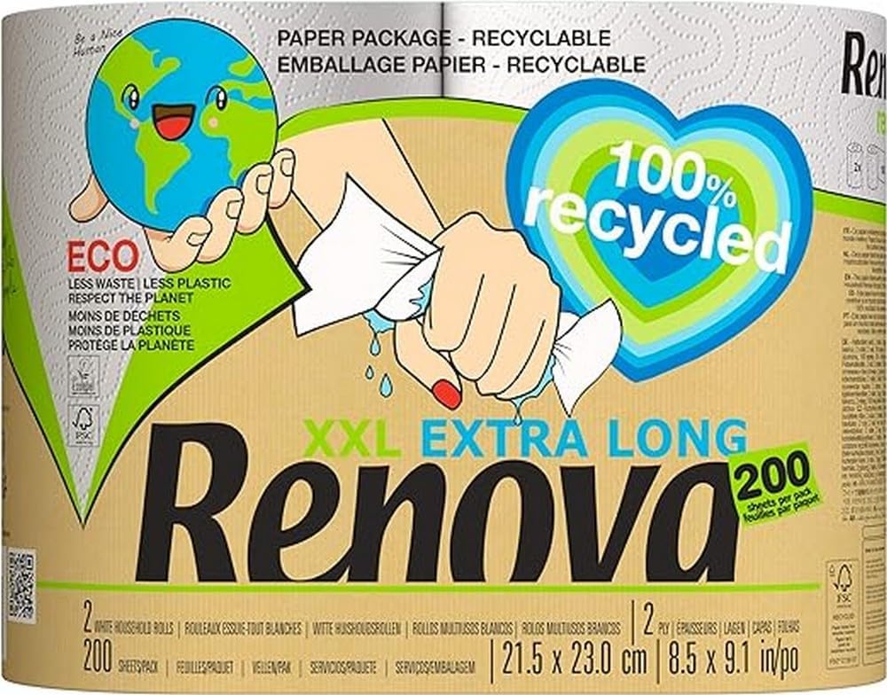 Detalle 1 de Renova Rollos de Cocina Recycled ♻️, 2 Rollos Ecológicos