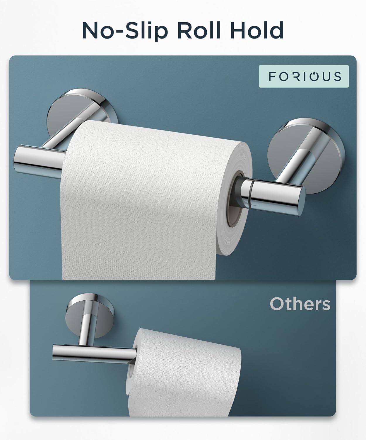 Detalle de FORIOUS Wall-Mount Toilet Paper Holder, Chrome