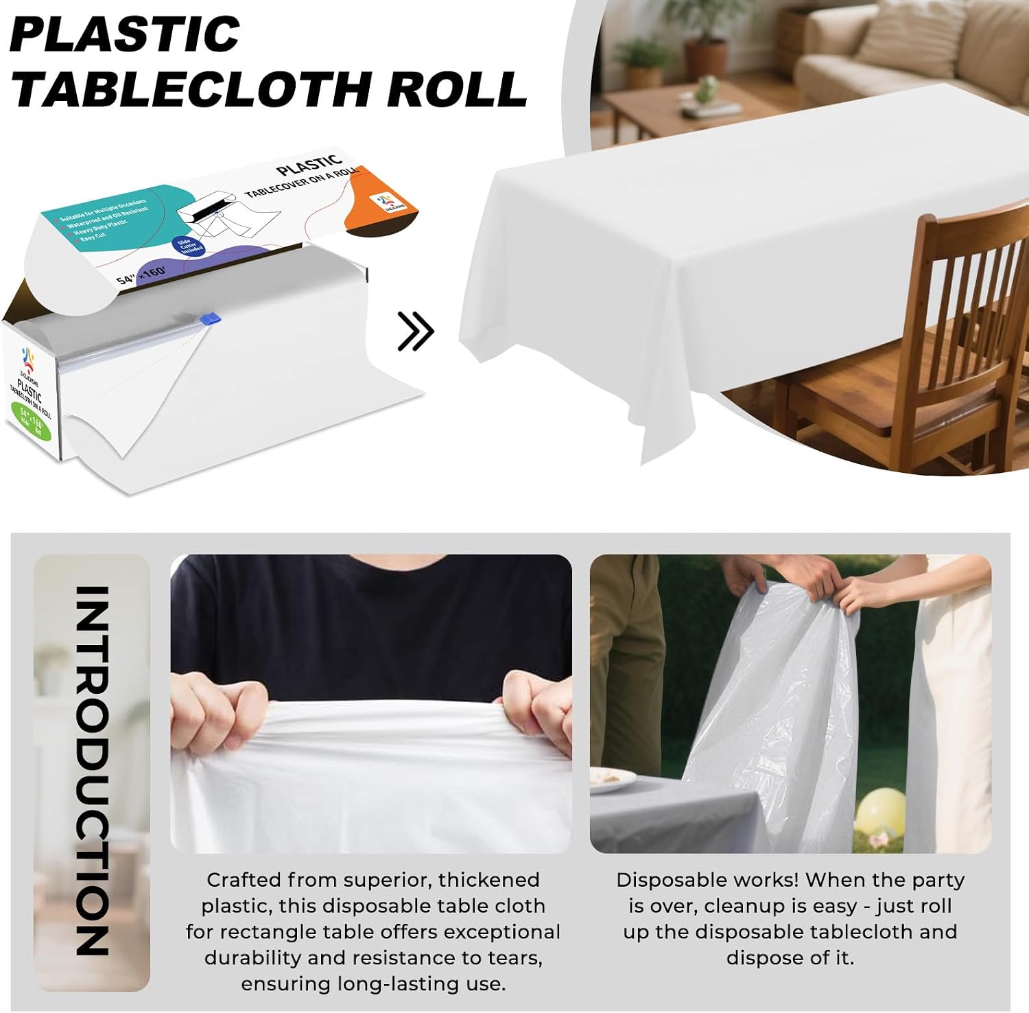 Thumbnail 4 de ZHZJCKSHB 54in x 160ft plastic table cover roll ๐งป