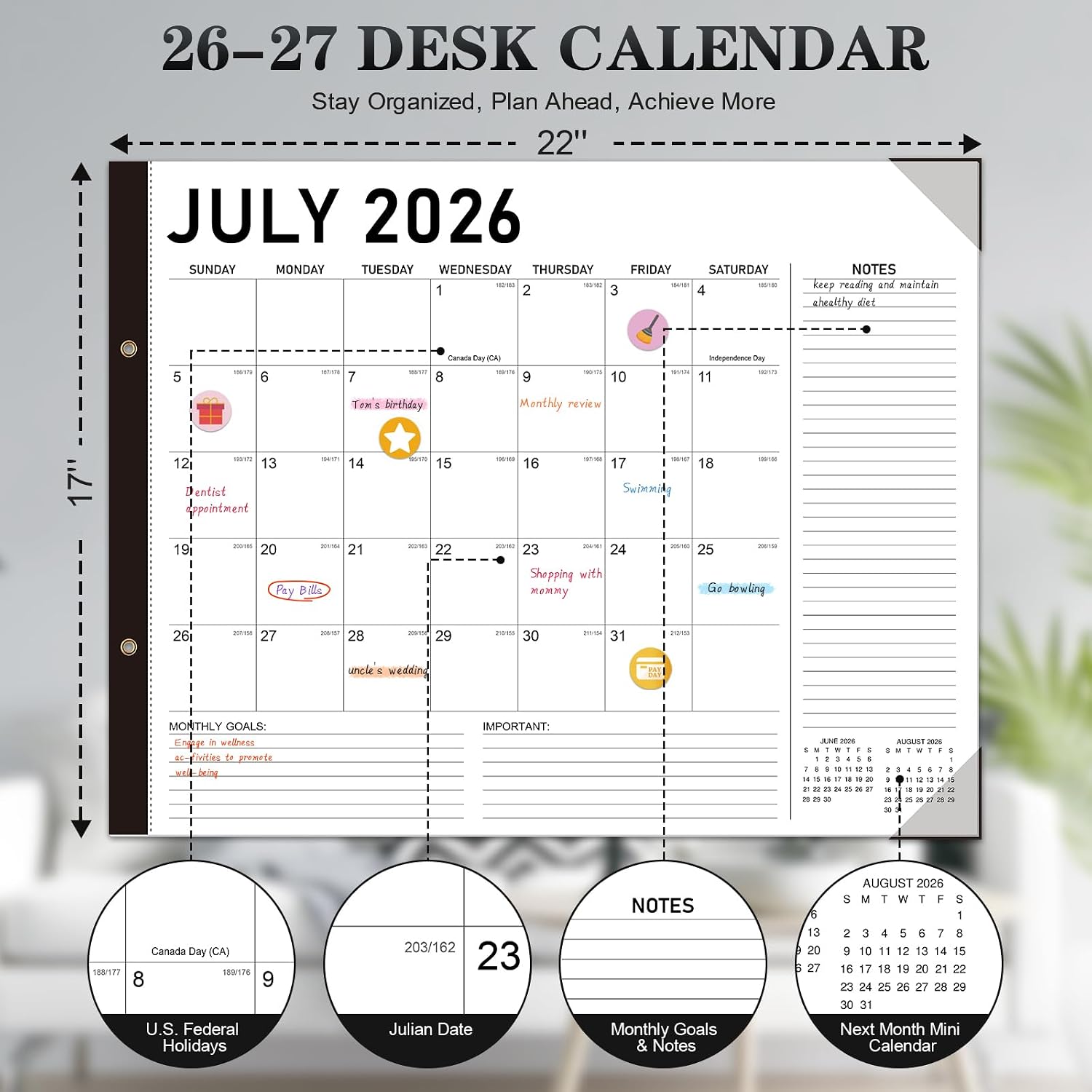 Detalle 2 de Extra Large Desk Calendar 2026–2027