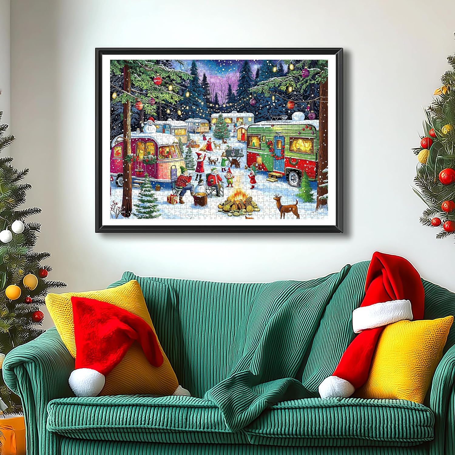 Detalle de MINIWAN BFJIUJIU-00238 Christmas Jigsaw Puzzle, 500 Pieces, Winter Campsite