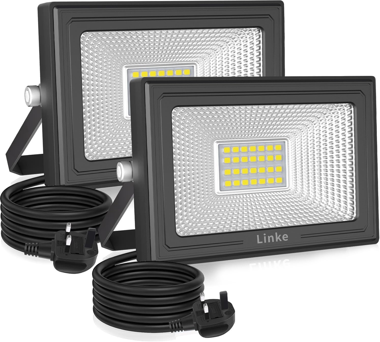 Detalle de Linke 25W Outdoor LED Floodlight (2 Pack) 2100LM, IP66, 6500K with Plug