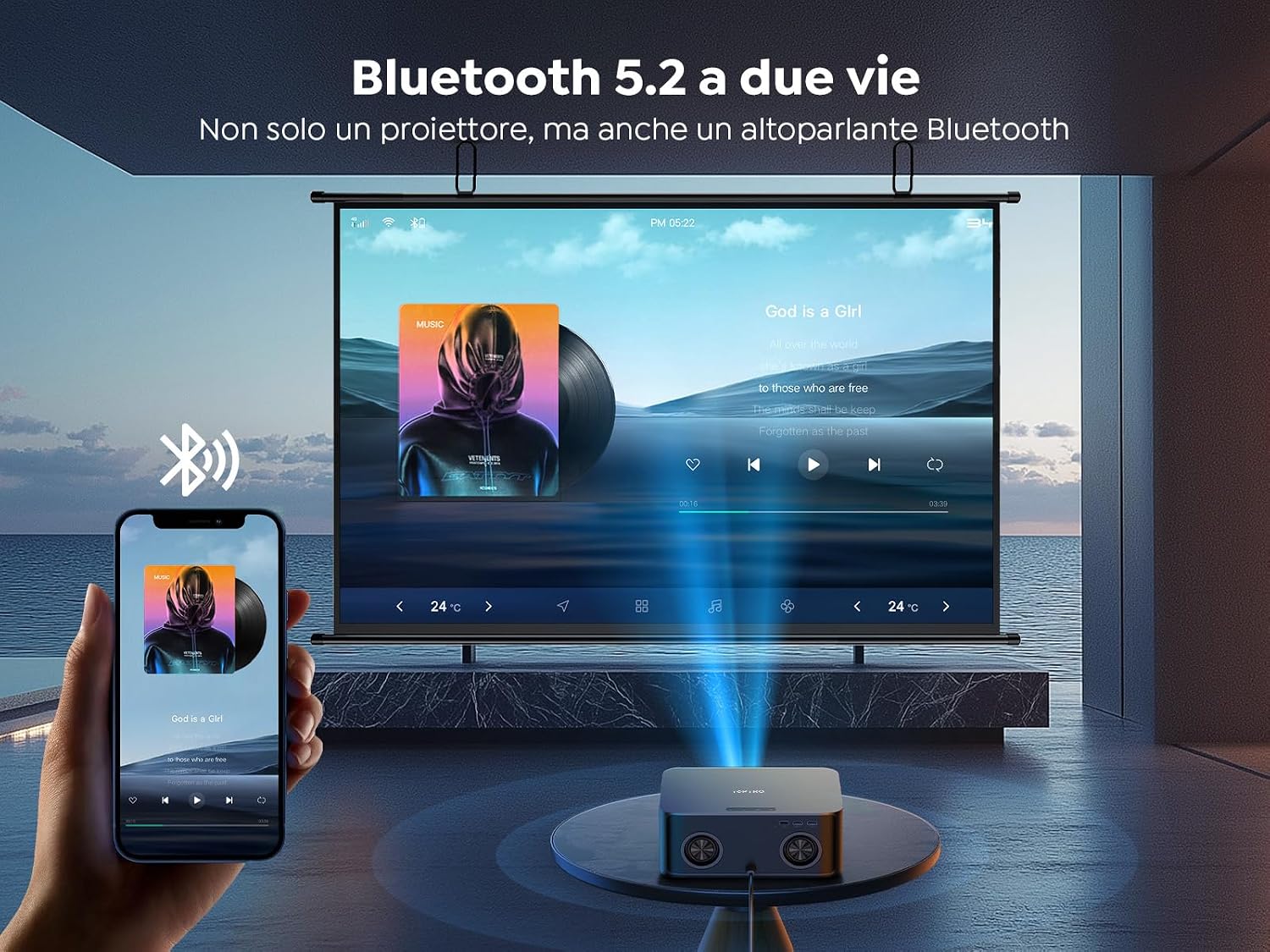 Thumbnail 6 de Proiettore 4K TOPTRO X9 con WiFi 6, Bluetooth bidirezionale e autofocus AI