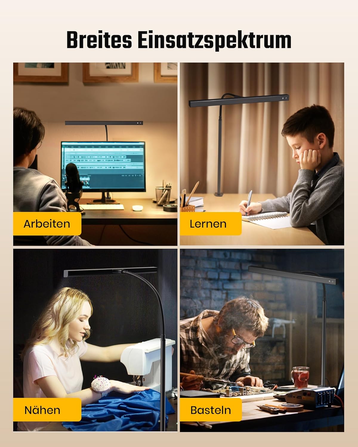 Thumbnail 6 de RIXGLEAM LED-Schreibtischlampe dimmbar, klemmbar mit 45°-Streuwinkel und Schwanenhals für Homeoffice