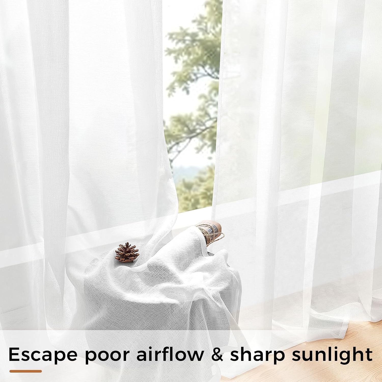 Thumbnail 6 de MRTREES Kitchen Net Curtains 54 Drop, White Sheer Curtains – 2 Panels (132x137 cm)