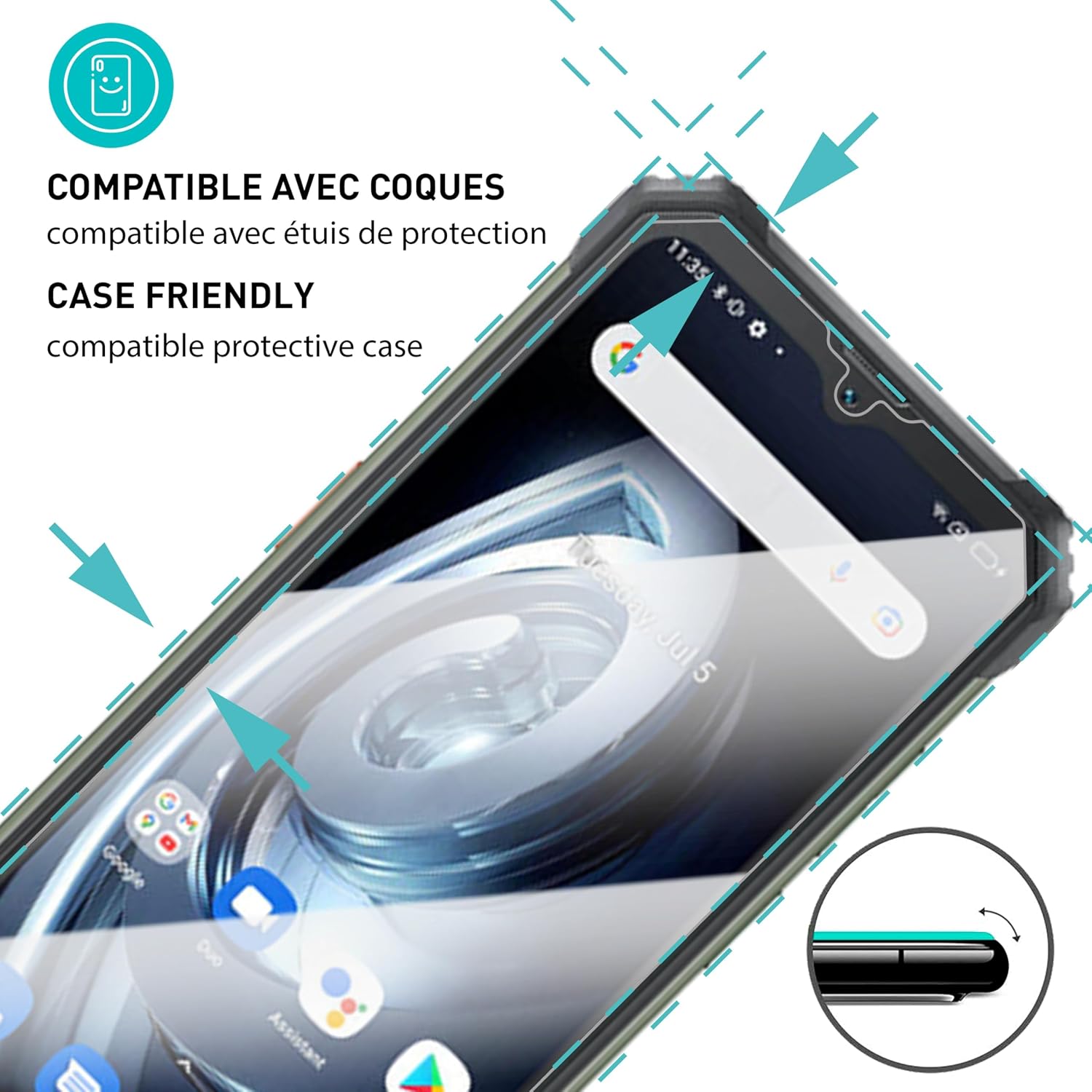 Detalle 2 de smartect Verre Trempé 9H (3 pièces) pour Blackview BV7100 / BV8800 / BL8800 5G / BL8800 Pro