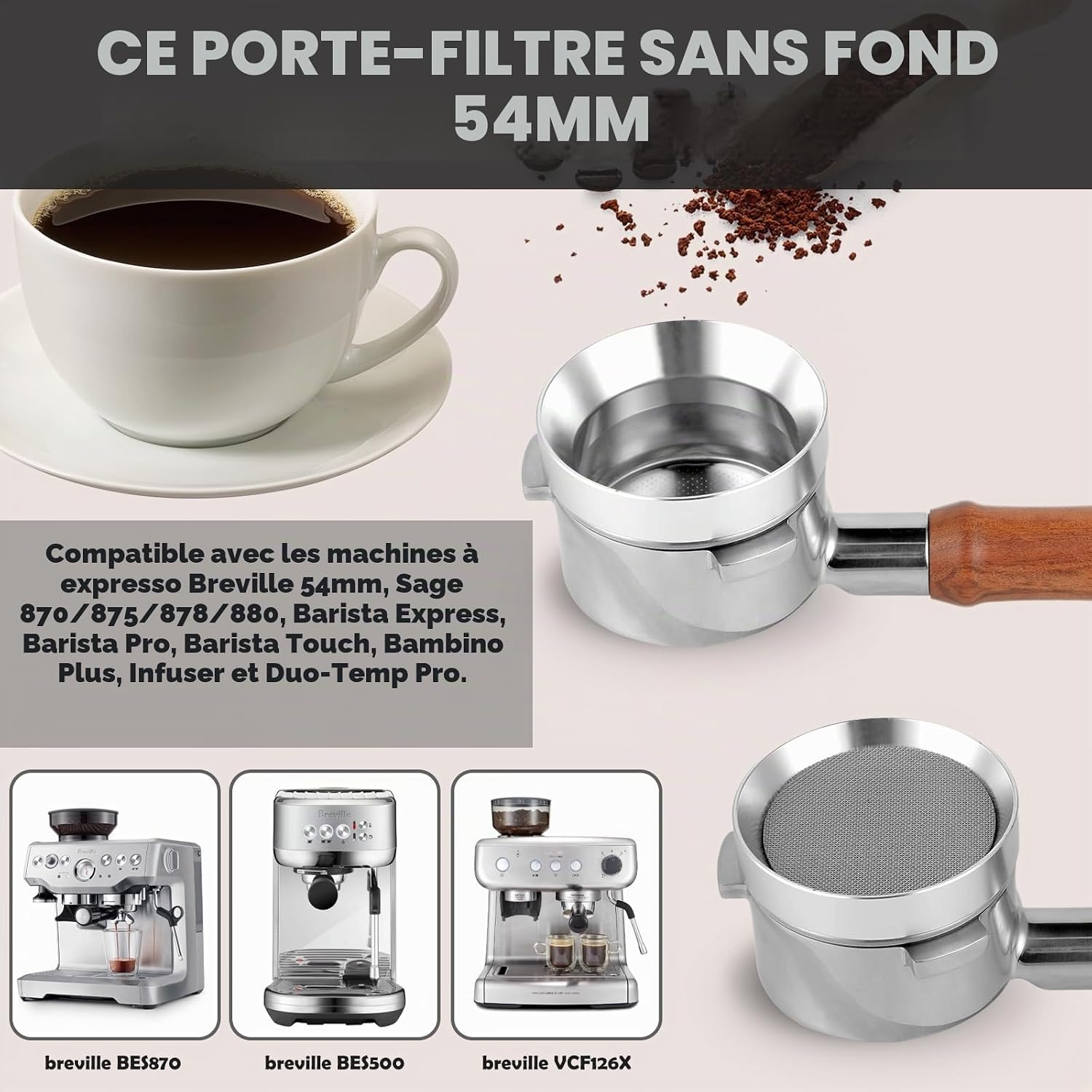 Detalle de ISHEWUDU 54mm-shoubing-YR bodemloze portafilter 54 mm voor Sage en Breville