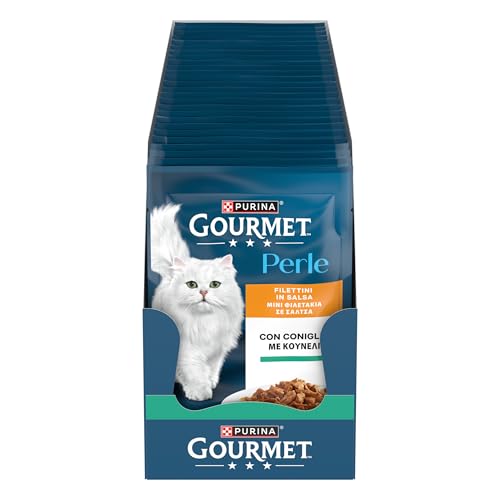 Detalle de GOURMET Perle Filettini in Salsa con Coniglio – 26 Buste da 85 g per Gatti Adulti