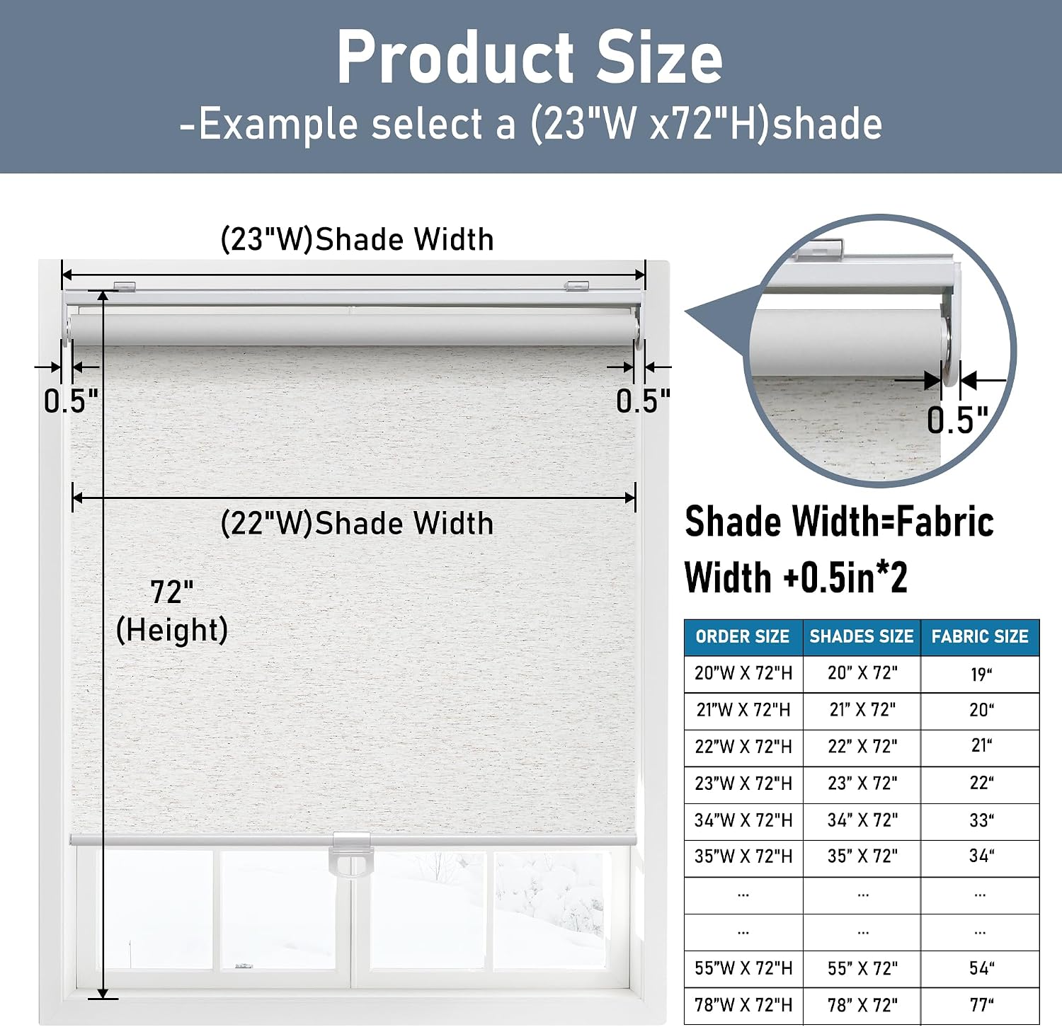 Thumbnail 2 de Natural Linen Roller Shade 27" x 72" blackout for doors/windows 🪟