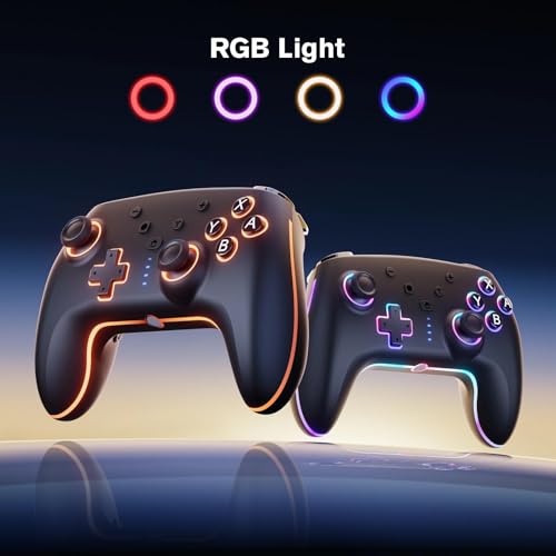 Detalle de RivalPlay Mando inalámbrico para Switch y Switch 2 con RGB, macro y turbo ajustable (Negro)
