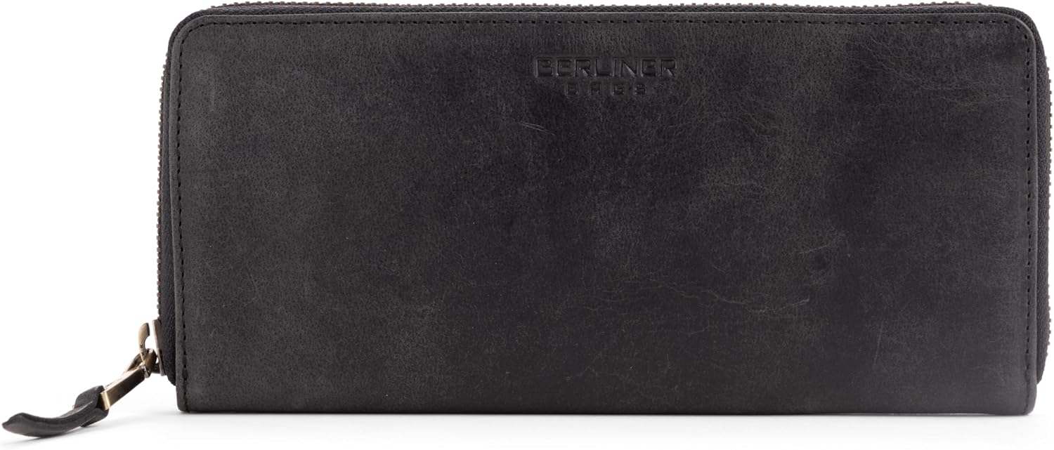 Detalle de Berliner Bags Palma Grand Portefeuille en Cuir with RFID Protection – Gris Foncé