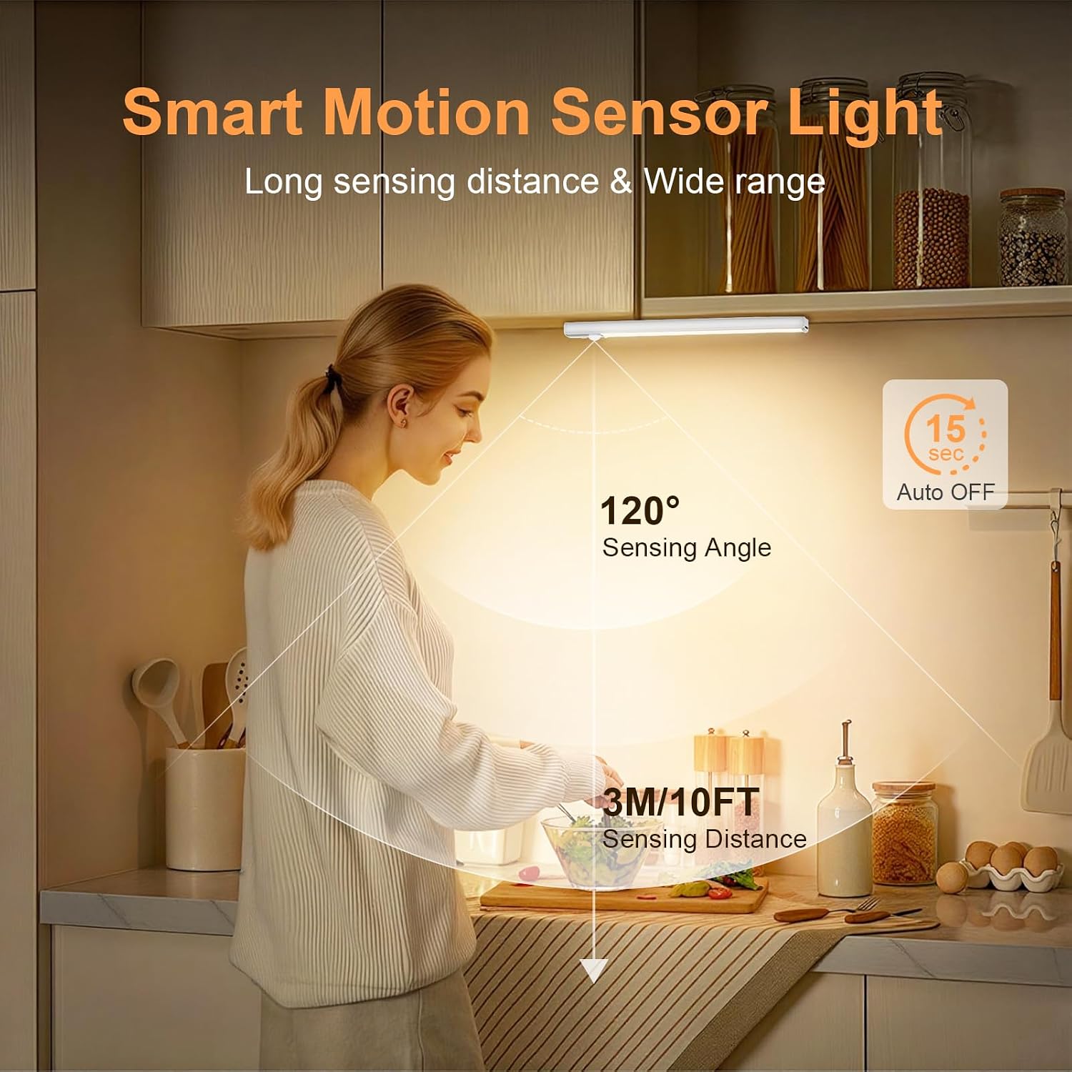 Thumbnail 4 de daphomeu 5 Pack 30cm Rechargeable Under Cupboard Kitchen Lights with Dimmable Warm LED Motion Sensor