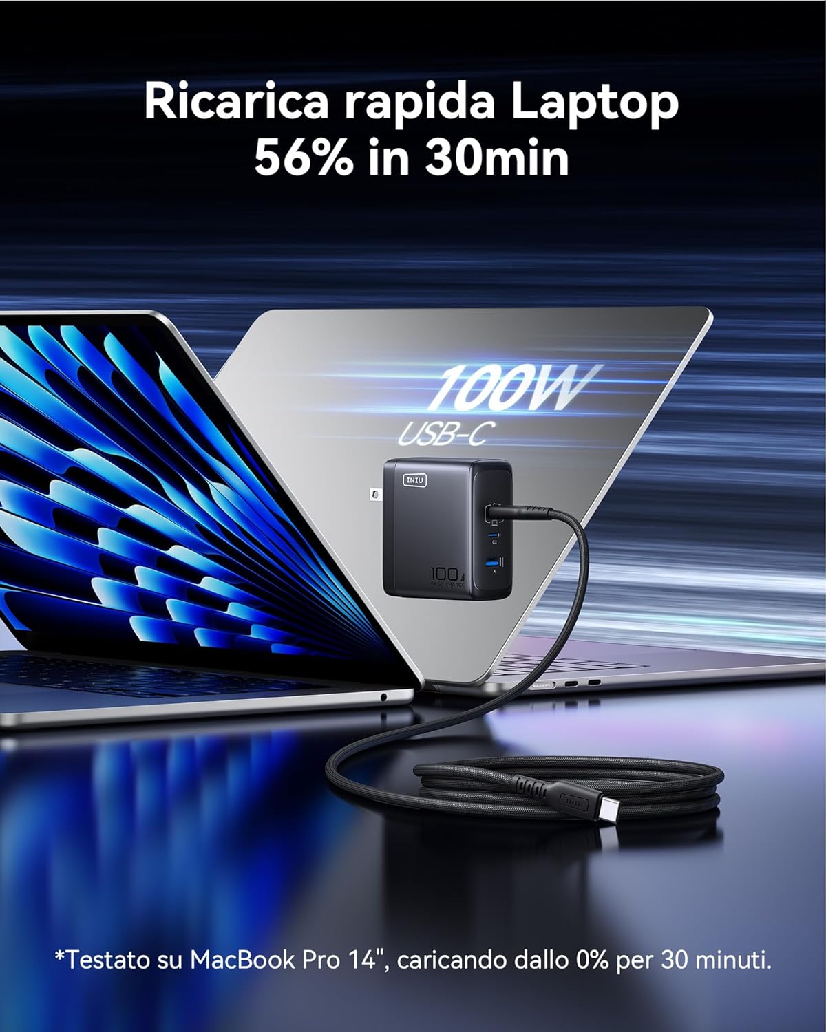 Detalle 2 de INIU 100W USB C Caricatore GaN Multiplo