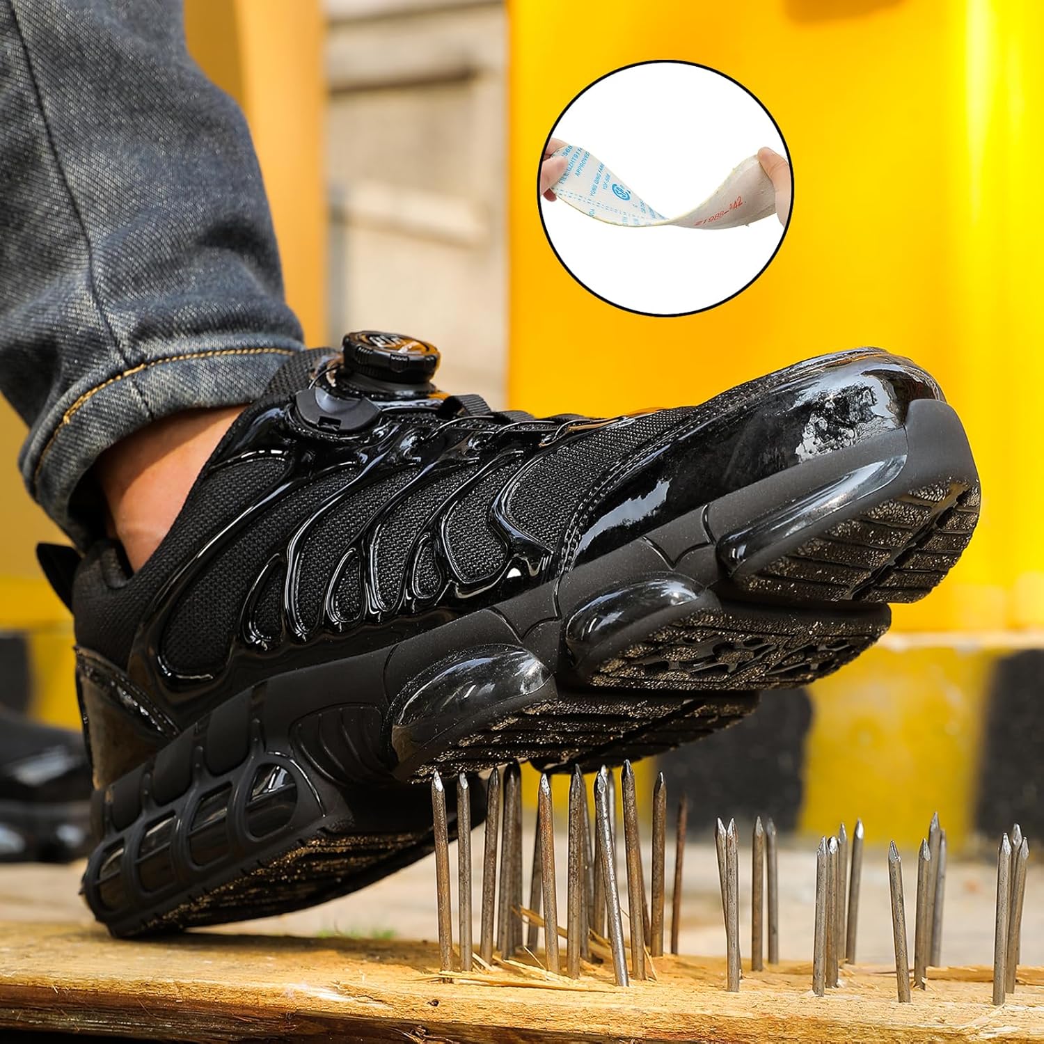 Detalle de NIFOFISE Safety Trainers for Men and Women with Steel Toe Cap and Rotating Buckle Laces