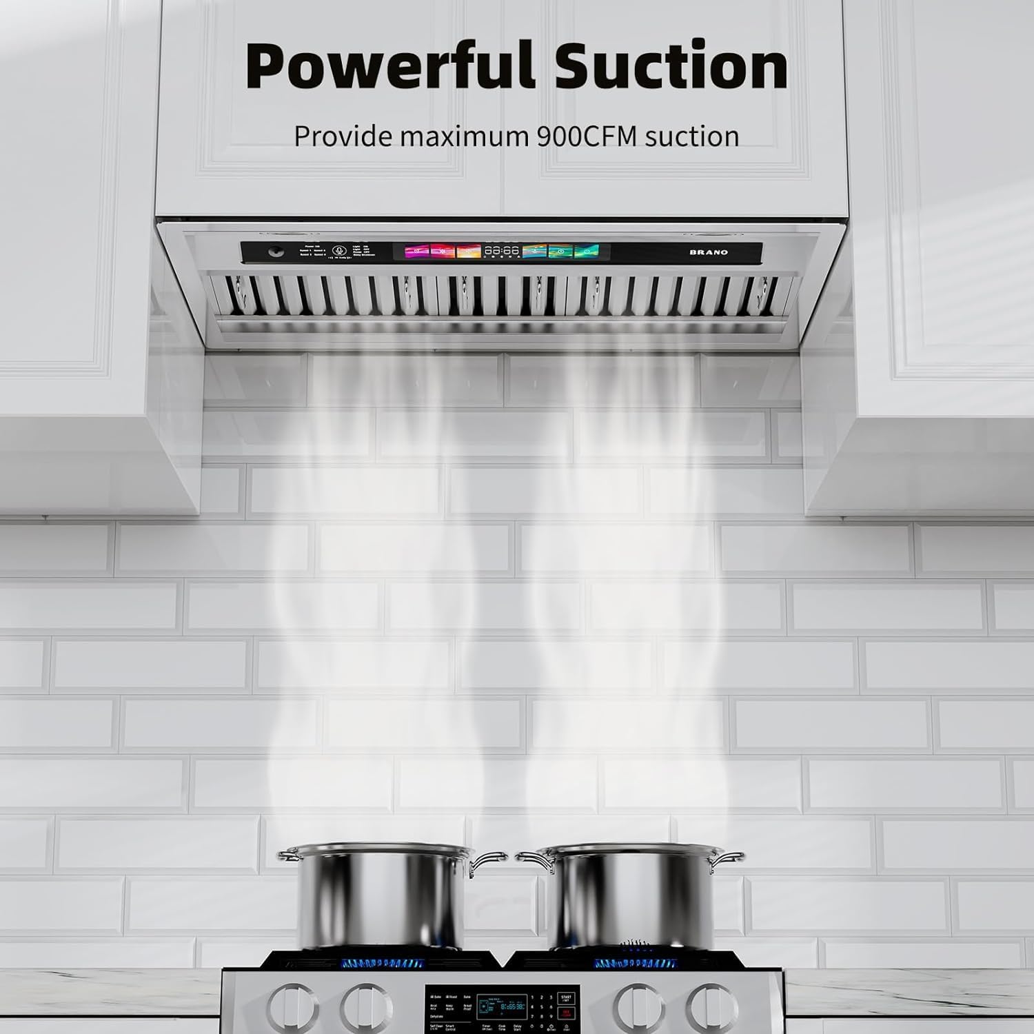 Detalle 1 de BRANO BU09B-V36 36-Inch Range Hood Insert, 900 CFM, Voice and Gesture Control