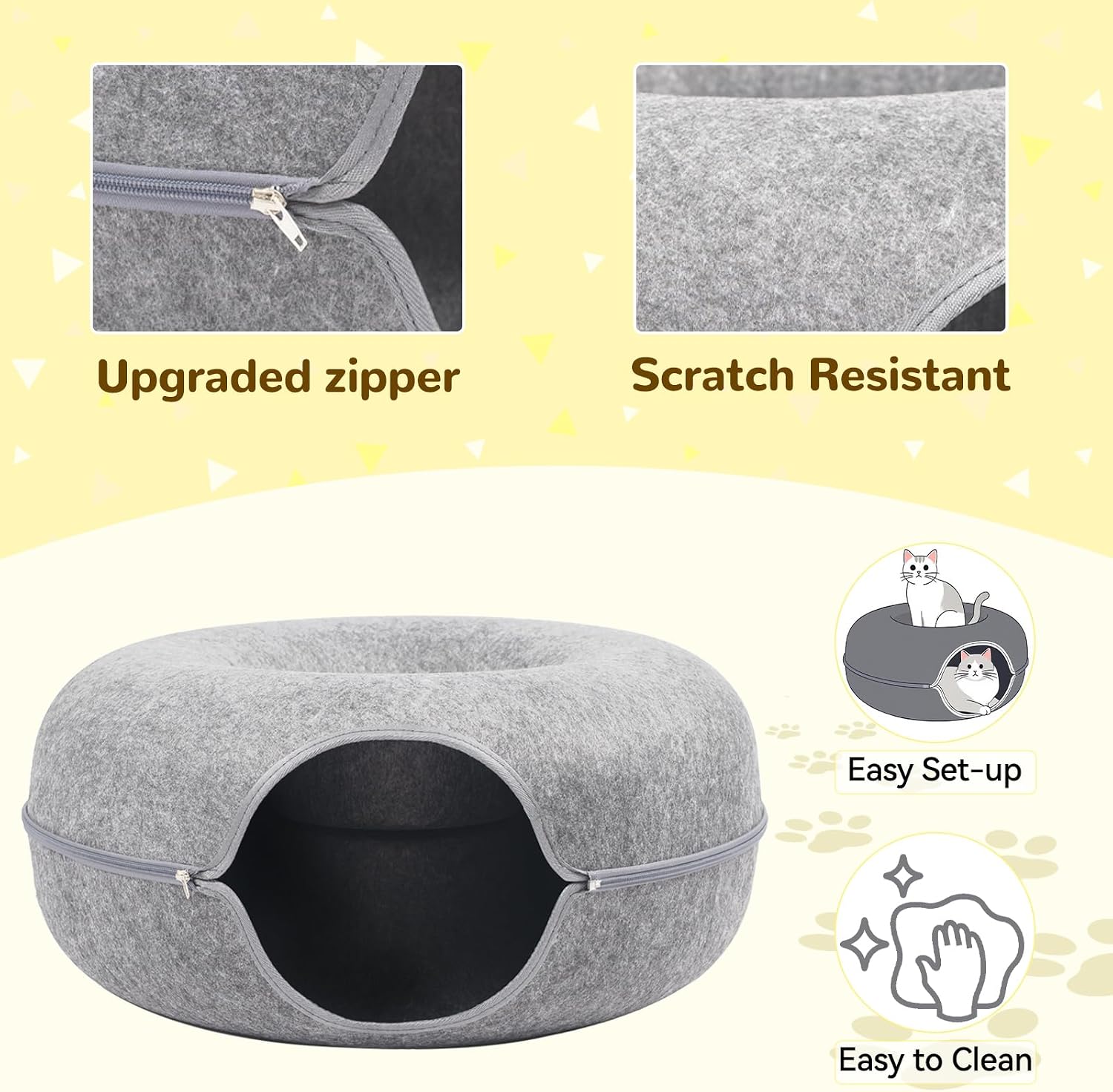 Thumbnail 2 de Heeyoo Hy-MZCCBT Cat Cave, 24-Inch Donut Tunnel, Light Grey