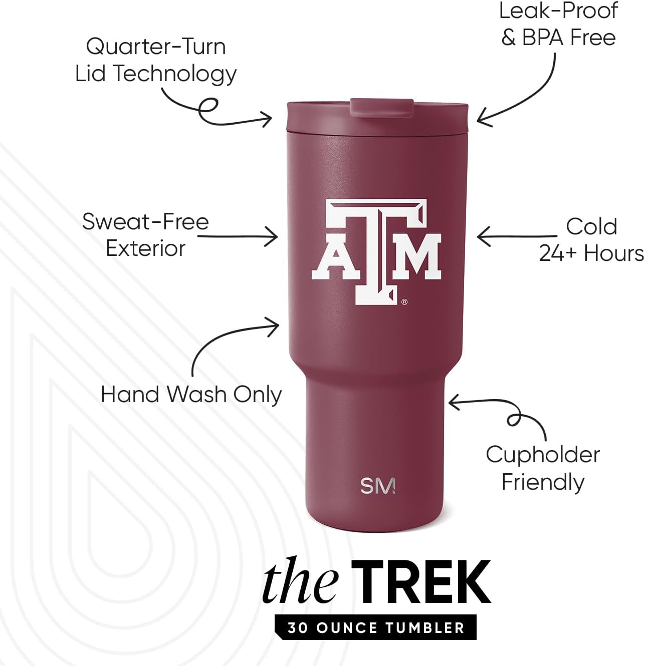 Thumbnail 1 de Simple Modern Officially Licensed 30oz Tumbler with Flip Lid & Straws (Texas A&M Aggies) – Trek Collection